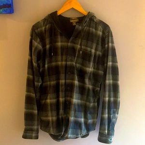 Cozy, lined, cotton, casual Eddie Bower long sleeve hoodie button-down.
